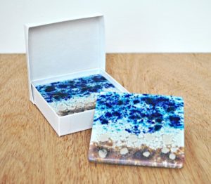 Fused glass coasters set of two