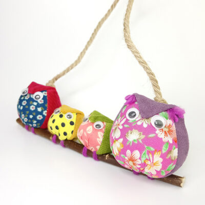 handmade fabric owl family
