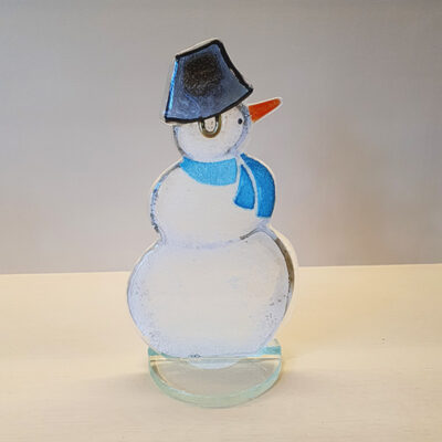 Handmade Fused Glass Snowman