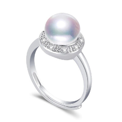 Sterling Silver White Fresh Water Pearl And Cubic Zirconia Ring