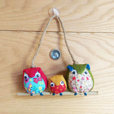handmade fabric owl family
