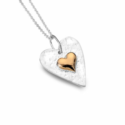 Sterling Silver & Rose Gold Heart Necklace