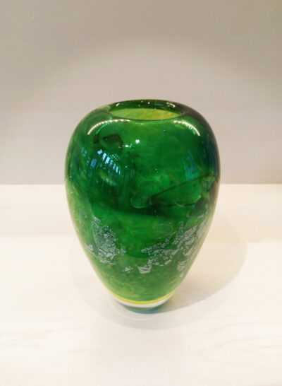 Green & Silver Glass Vase