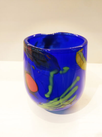Lapis blue with abstract colour Glass Vase