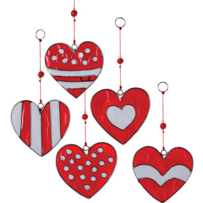 Red & White Heart Resin Sun catcher