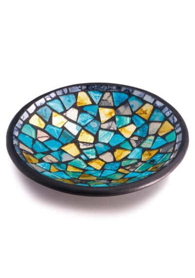 Turquoise and Gold Mosaic Round Bowl