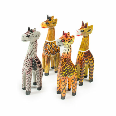 Hand painted mini wooden giraffe ornament