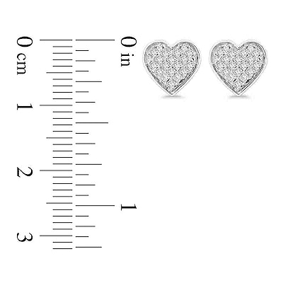 Cubic Zirconia & Sterling Silver Heart Earrings