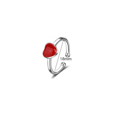 Silver Red-Heart Ring