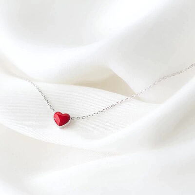 Silver Red-Heart Necklace