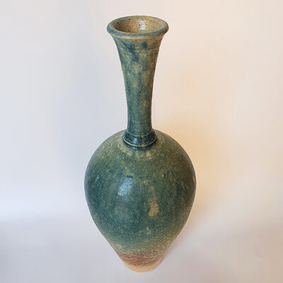 Handmade Green Tall Ceramic Bottle