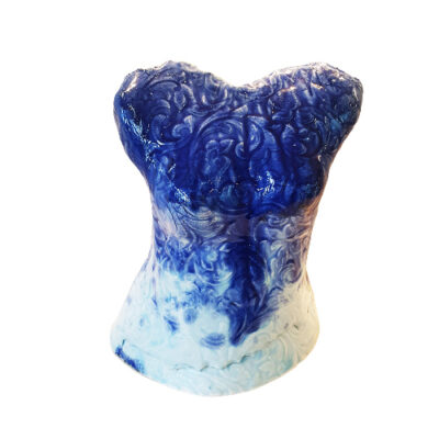 Handmade Blue Ceramic Torso