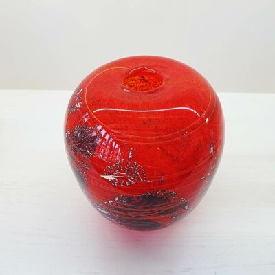Red & Silver Glass Vase